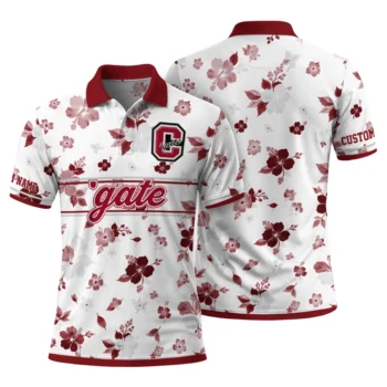 Colgate Raiders Polo Shirt Custom Floral Pinstripe Maroon White Fashion Forward