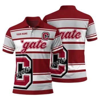 Colgate Raiders Polo Shirt Custom Horizontal Blocks Maroon Fashion Forward