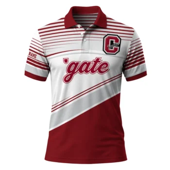 Colgate Raiders Polo Shirt Custom Slanted Stripes Maroon White Best Selling