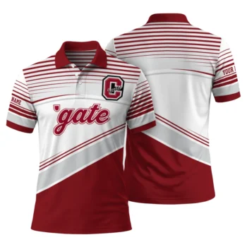 Colgate Raiders Polo Shirt Custom Slanted Stripes Maroon White Fashion Forward
