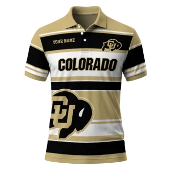 Colorado Buffaloes Polo Shirt Customized Horizontal Blocks Gold Best Selling