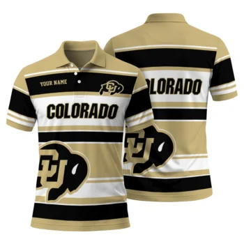 Colorado Buffaloes Polo Shirt Customized Horizontal Blocks Gold Fashion Forward