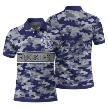 Colorado Rockies Polo Shirt Customized Camo Band Blue Fashion Forward