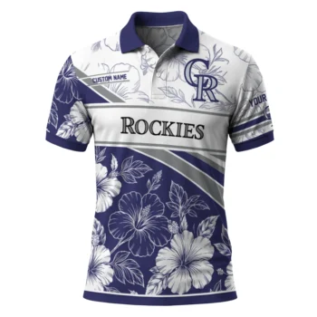 Colorado Rockies Polo Shirt Customized Floral Angles Blue White Best Selling