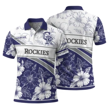 Colorado Rockies Polo Shirt Customized Floral Angles Blue White Fashion Forward