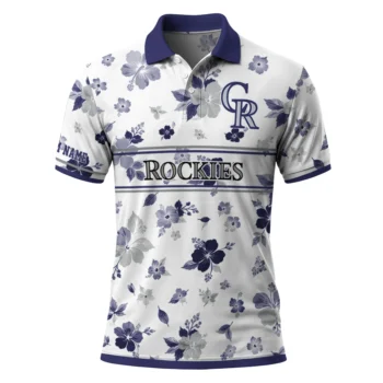 Colorado Rockies Polo Shirt Customized Floral Pinstripe Blue White Best Selling