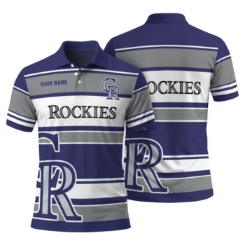 Colorado Rockies Polo Shirt Customized Horizontal Blocks Blue Fashion Forward