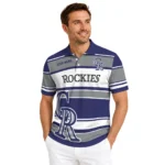 Colorado Rockies Polo Shirt Customized Horizontal Blocks Blue Best Selling