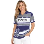 Colorado Rockies Polo Shirt Customized Horizontal Blocks Blue Best Selling