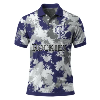 Colorado Rockies Polo Shirt Customized Pixel Camo Blue Best Selling