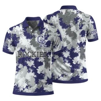 Colorado Rockies Polo Shirt Customized Pixel Camo Blue Fashion Forward