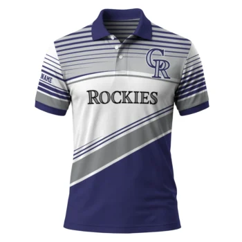 Colorado Rockies Polo Shirt Customized Slanted Stripes Blue White Best Selling