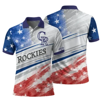 Colorado Rockies Polo Shirt Customized Star Stripes Red Blue Fashion Forward