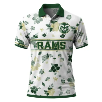 Colorado State Rams Polo Shirt Personalized Floral Pinstripe Green White Best Selling