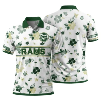 Colorado State Rams Polo Shirt Personalized Floral Pinstripe Green White Fashion Forward