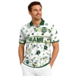 Colorado State Rams Polo Shirt Personalized Floral Pinstripe Green White Best Selling