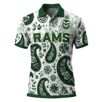 Colorado State Rams Polo Shirt Personalized Paisley Florals Green White Best Selling