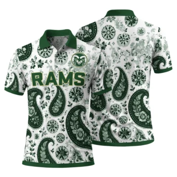 Colorado State Rams Polo Shirt Personalized Paisley Florals Green White Fashion Forward