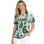 Colorado State Rams Polo Shirt Personalized Paisley Florals Green White Best Selling