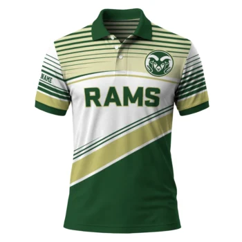 Colorado State Rams Polo Shirt Personalized Slanted Stripes Green White Best Selling