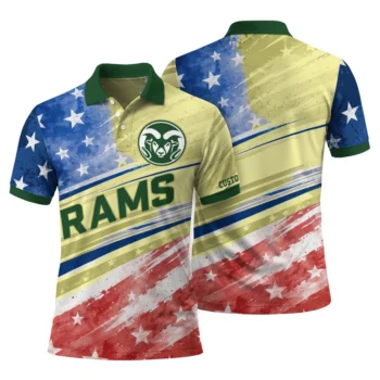 Colorado State Rams Polo Shirt Personalized Star Stripes Red Blue Fashion Forward