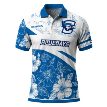 Creighton Bluejays Polo Shirt Custom Floral Angles Blue White Best Selling