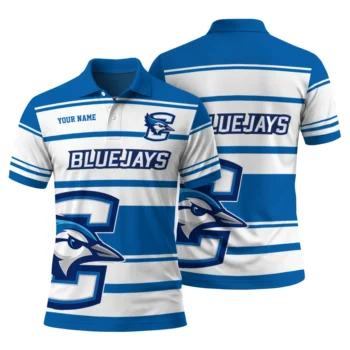 Creighton Bluejays Polo Shirt Custom Horizontal Blocks Blue Fashion Forward