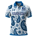 Creighton Bluejays Polo Shirt Custom Paisley Florals Blue White Best Selling
