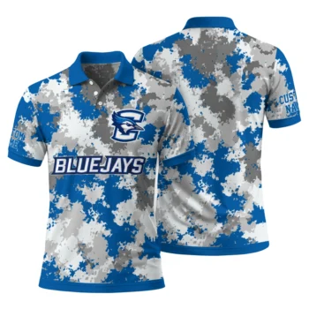 Creighton Bluejays Polo Shirt Custom Pixel Camo Blue Fashion Forward