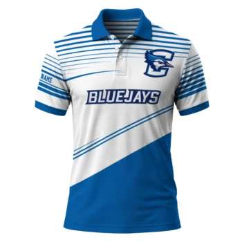 Creighton Bluejays Polo Shirt Custom Slanted Stripes Blue White Best Selling