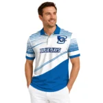 Creighton Bluejays Polo Shirt Custom Slanted Stripes Blue White Best Selling