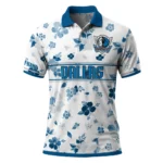 Dallas Mavericks Polo Shirt - Personalized Floral Pinstripe Blue White