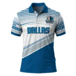 Dallas Mavericks Polo Shirt - Personalized Slanted Stripes Blue White