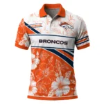 Denver Broncos Polo Shirt Custom Floral Angles Orange White Best Selling