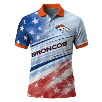Denver Broncos Polo Shirt Custom Star Stripes Red Blue Best Selling