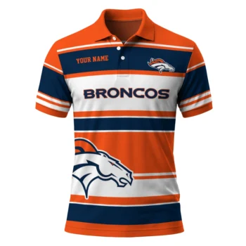 Denver Broncos Polo Shirt Customized Horizontal Blocks Orange Best Selling