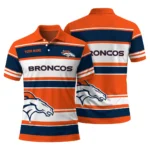 Denver Broncos Polo Shirt Customized Horizontal Blocks Orange Best Selling