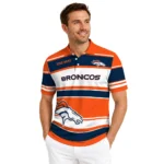 Denver Broncos Polo Shirt Customized Horizontal Blocks Orange Best Selling