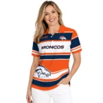 Denver Broncos Polo Shirt Customized Horizontal Blocks Orange Best Selling