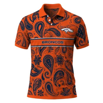 Denver Broncos Polo Shirt Personalized Paisley Band Orange Best Selling