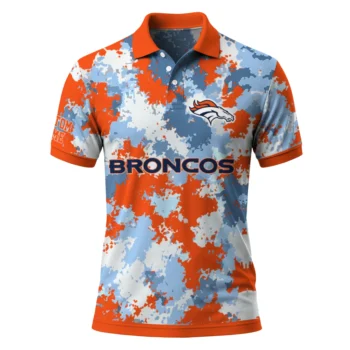 Denver Broncos Polo Shirt Personalized Pixel Camo Orange Best Selling