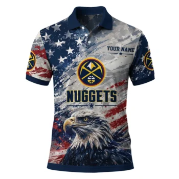 Denver Nuggets Polo Shirt - Custom Star Brushstrokes Blue