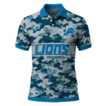 Detroit Lions Polo Shirt Custom Camo Band Blue Best Selling