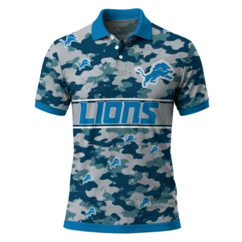 Detroit Lions Polo Shirt Custom Camo Band Blue Best Selling