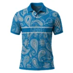 Detroit Lions Polo Shirt Custom Paisley Band Blue Best Selling