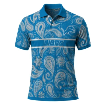 Detroit Lions Polo Shirt Custom Paisley Band Blue Best Selling