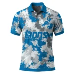 Detroit Lions Polo Shirt Custom Pixel Camo Blue Best Selling