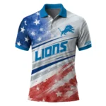 Detroit Lions Polo Shirt Customized Star Stripes Red Blue Best Selling