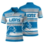 Detroit Lions Polo Shirt Personalized Horizontal Blocks Blue Best Selling