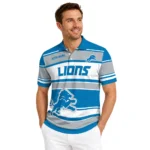 Detroit Lions Polo Shirt Personalized Horizontal Blocks Blue Best Selling